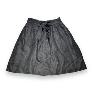 Anthropologie Eidra Black Satin Tie Detail Flowy Lined Skirt Size 4 - "Maurie"